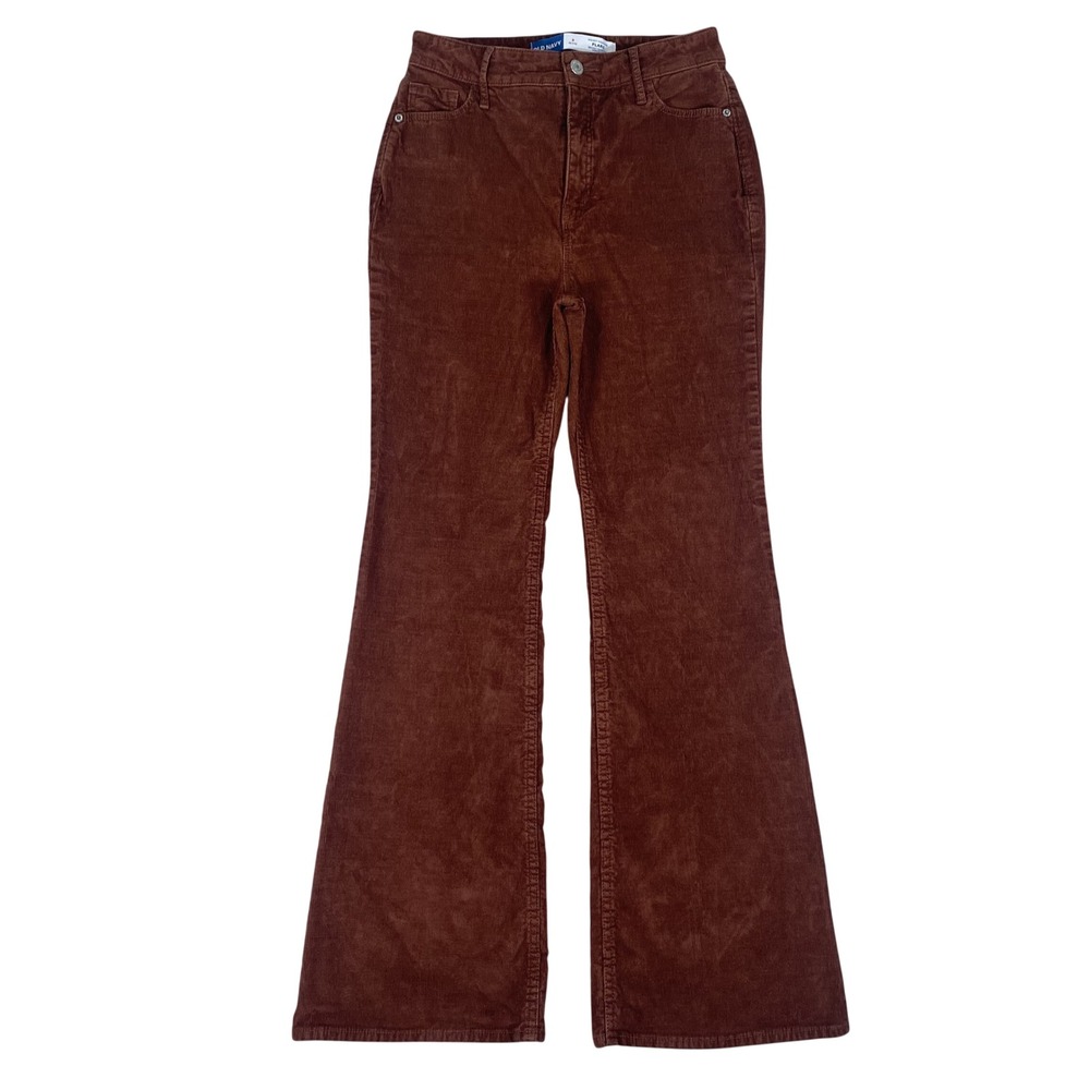 Old Navy Flare Pants Womens 2 Petite Brown Corduroy Higher High-Rise